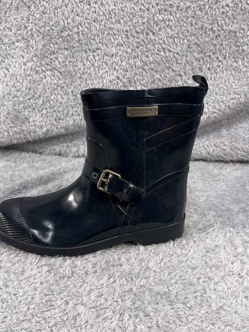Coach Lester Mid Calf Blue Rubber Rain Boots Women’s US 10 B Luxe Muck Boots